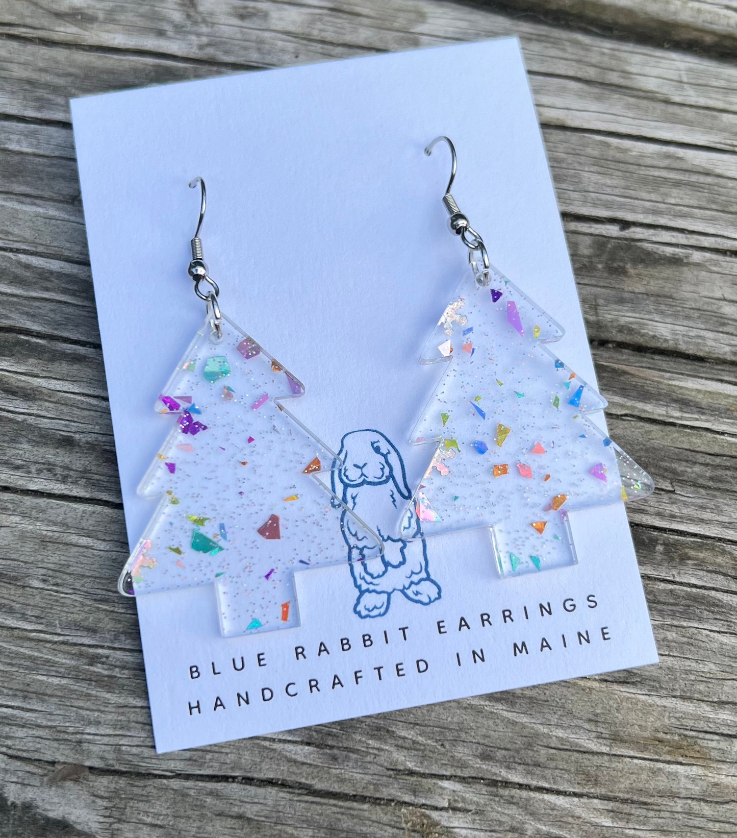 Acrylic Glitter Tree Earrings