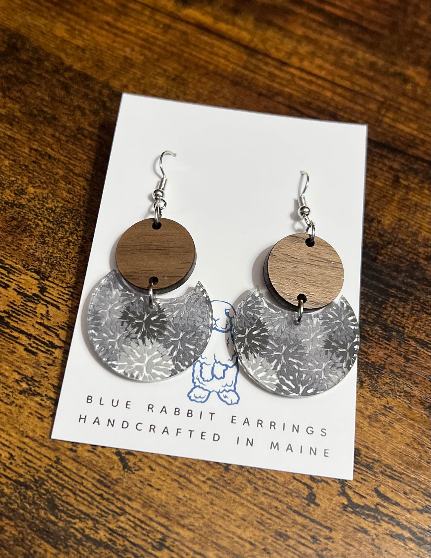 Acrylic Gray Pom Earrings