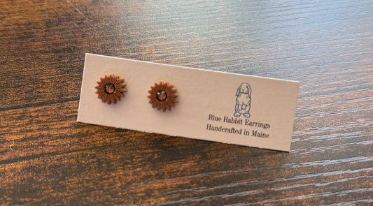 Rust Acrylic Sunflower Studs