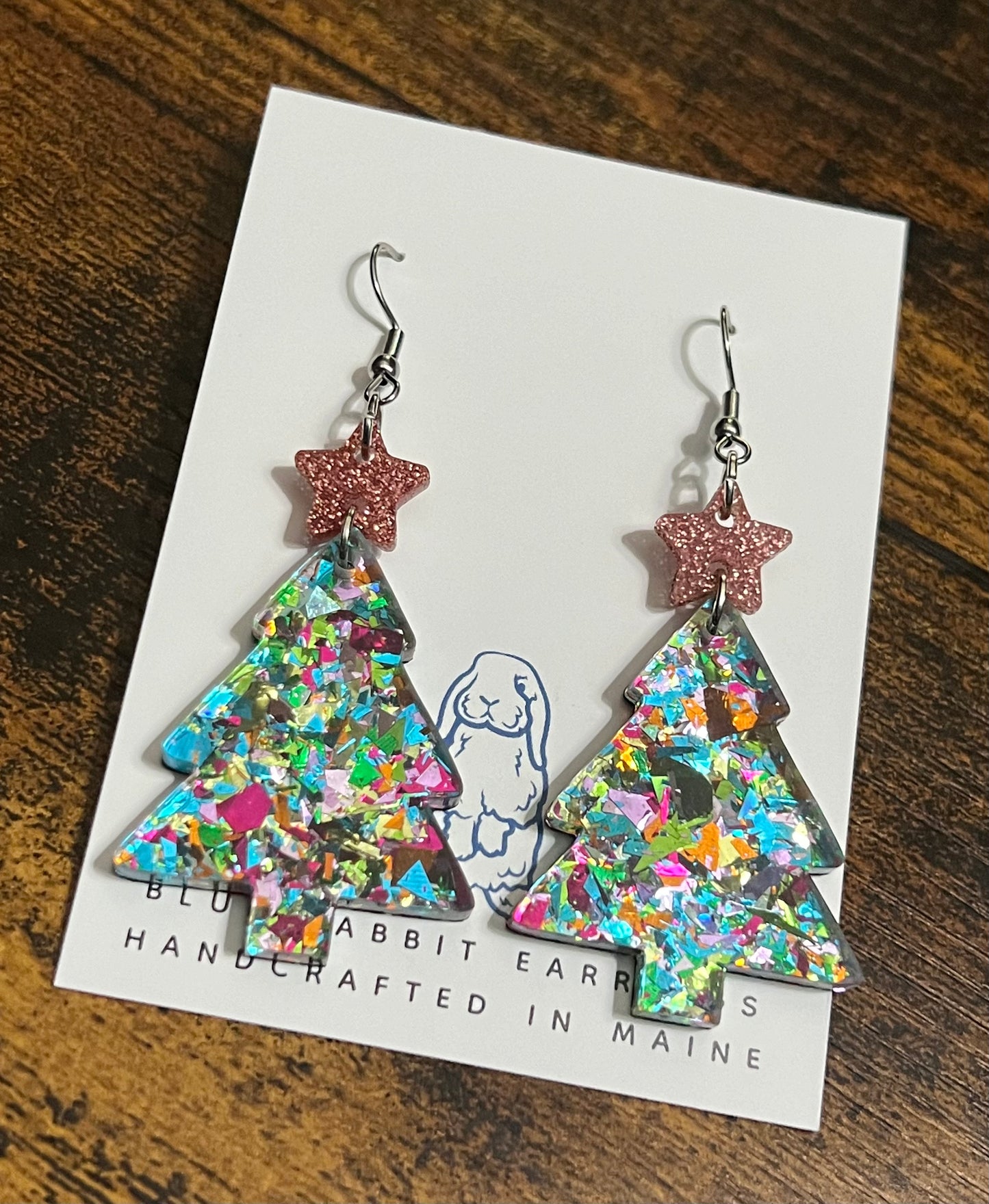 Acrylic Confetti Christmas Tree Earrings