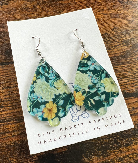 Acrylic Blue Floral Earrings