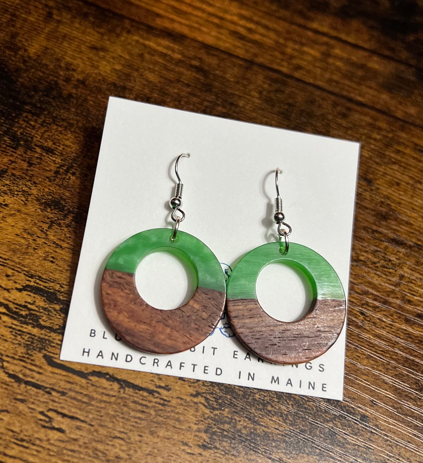 Green Acrylic & Wood Hoops