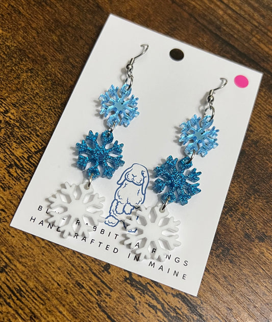 Acrylic Snowflake Trio Earrings