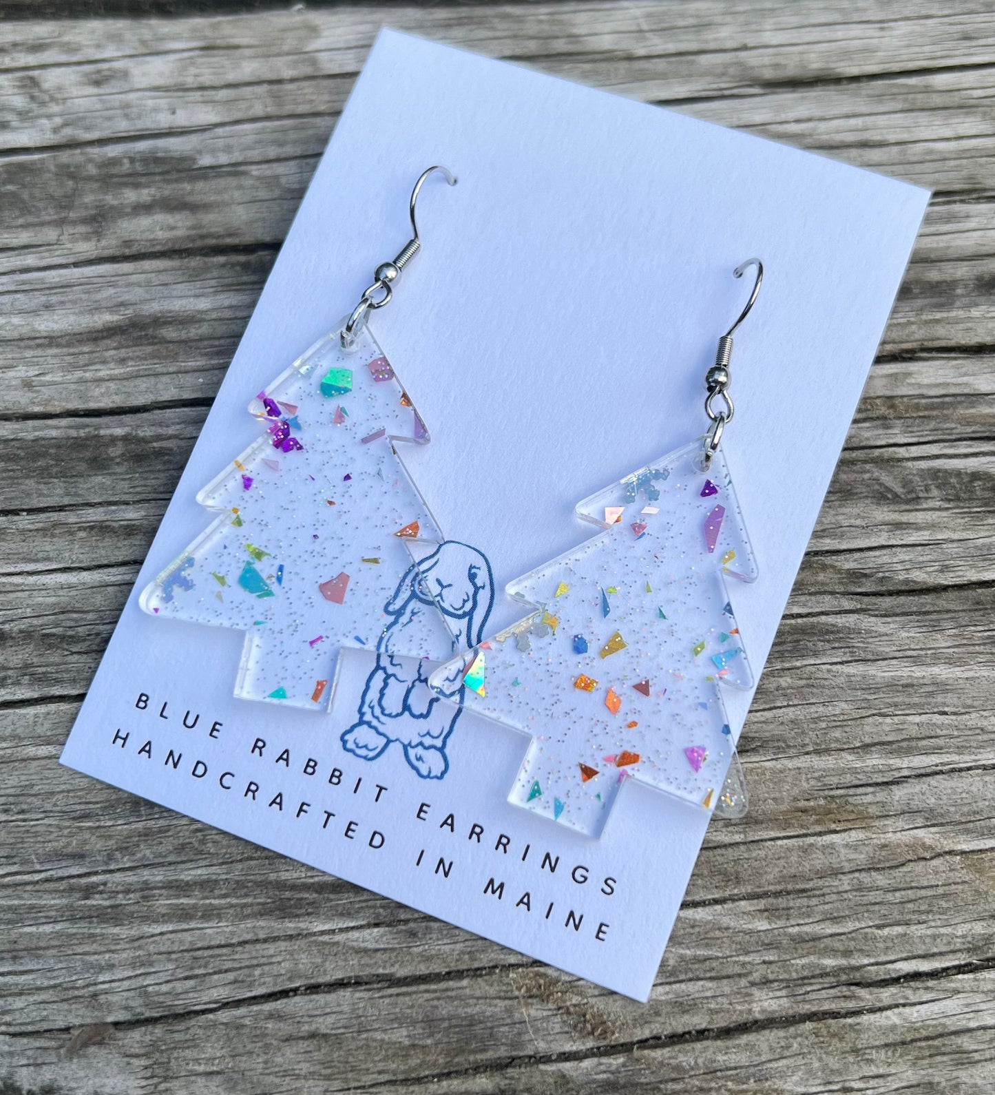 Acrylic Glitter Tree Earrings