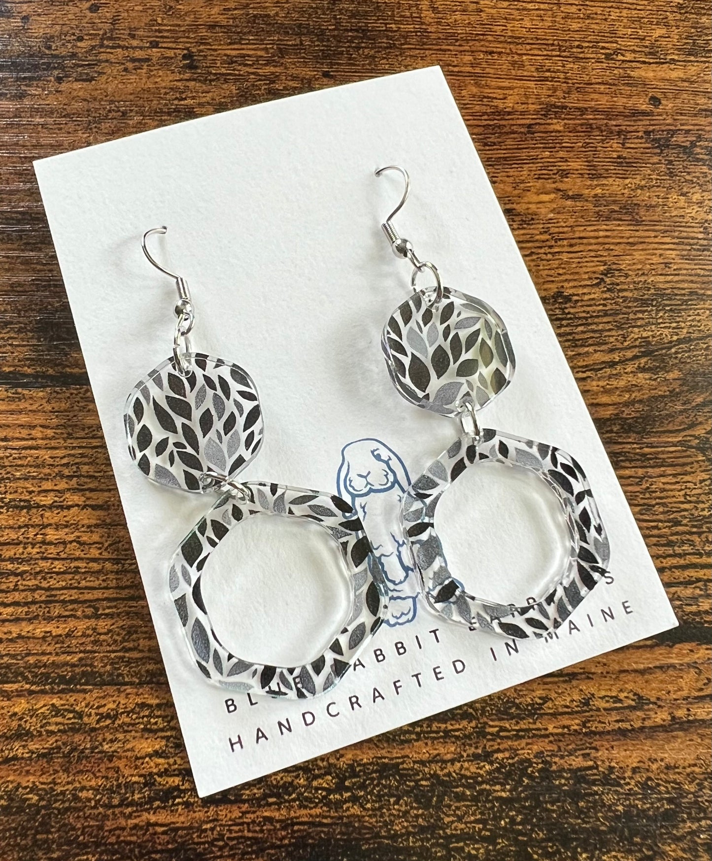 Acrylic Black & Gray Earrings