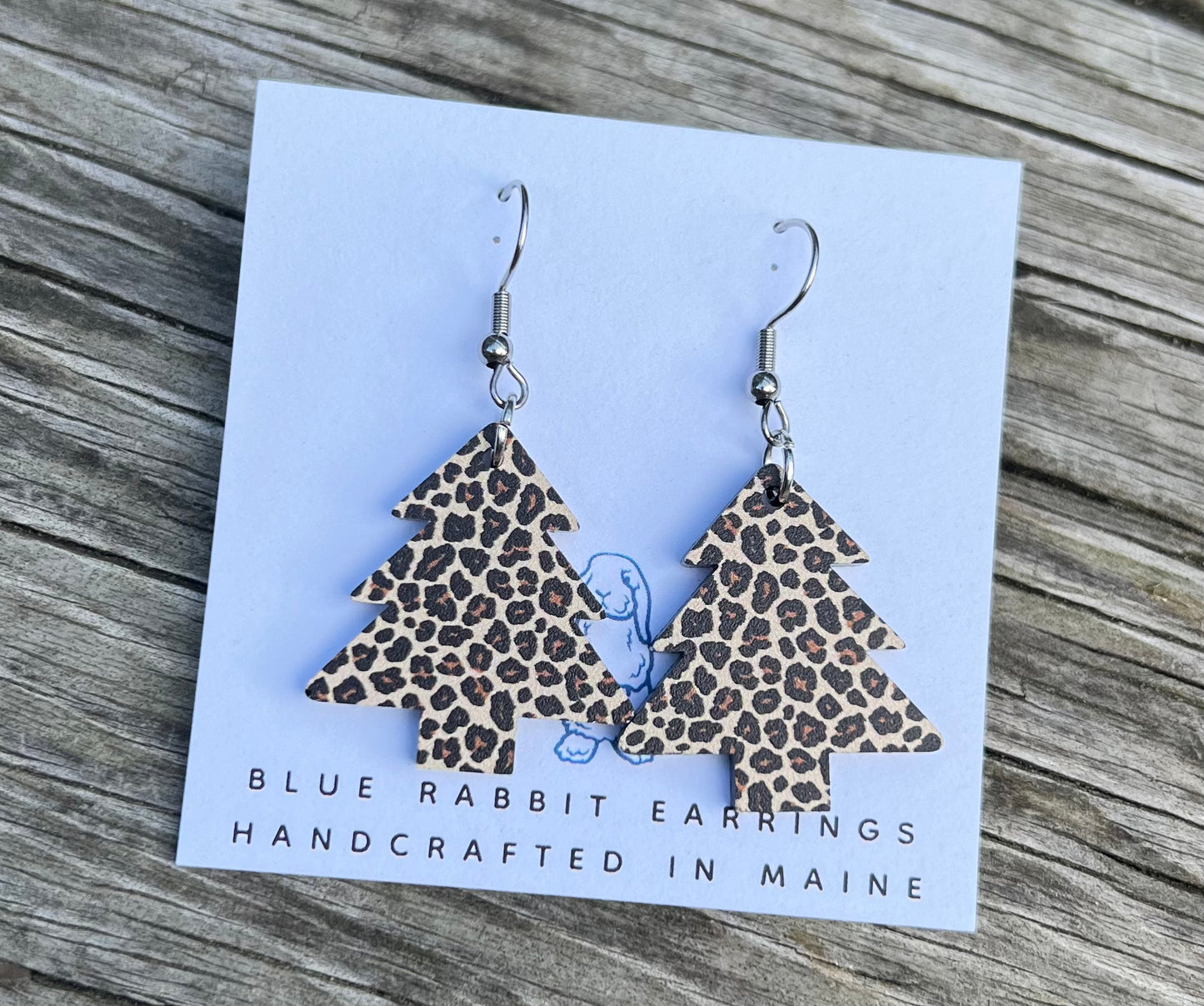 Acrylic Leopard Print Tree Earrings