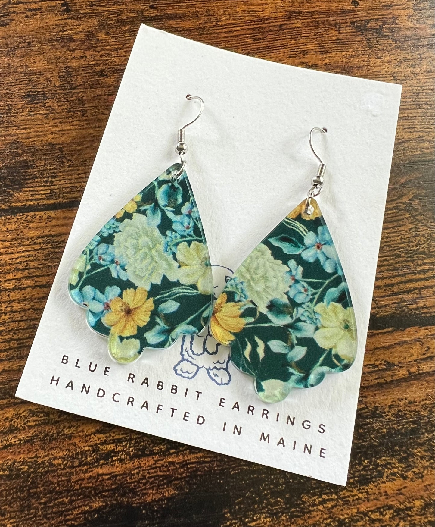 Acrylic Blue Floral Earrings