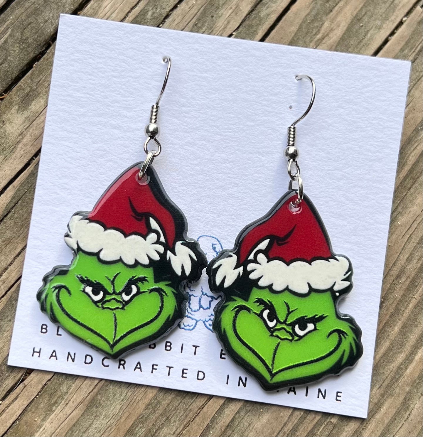 Acrylic Grinch Inspired Earrings