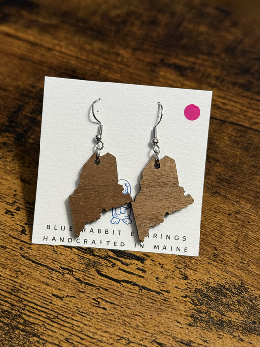 Walnut State of Maine Earrings