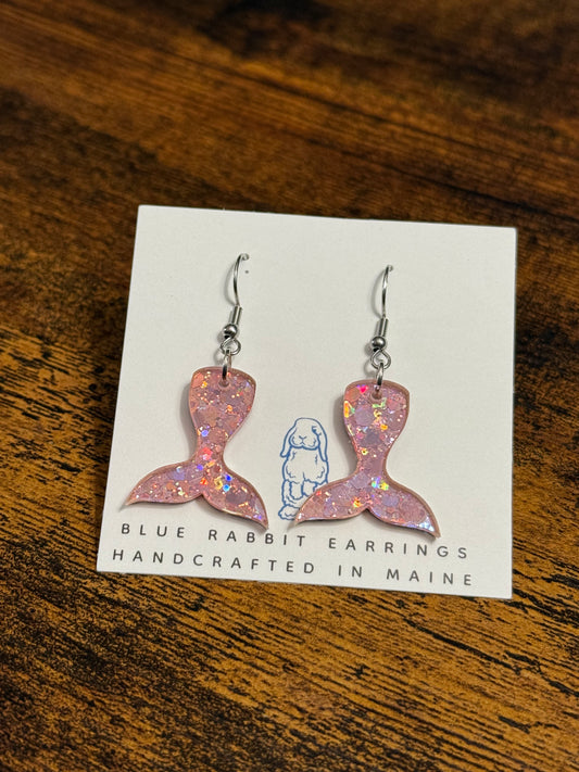 Acrylic Pink Mermaid Tail Earrings