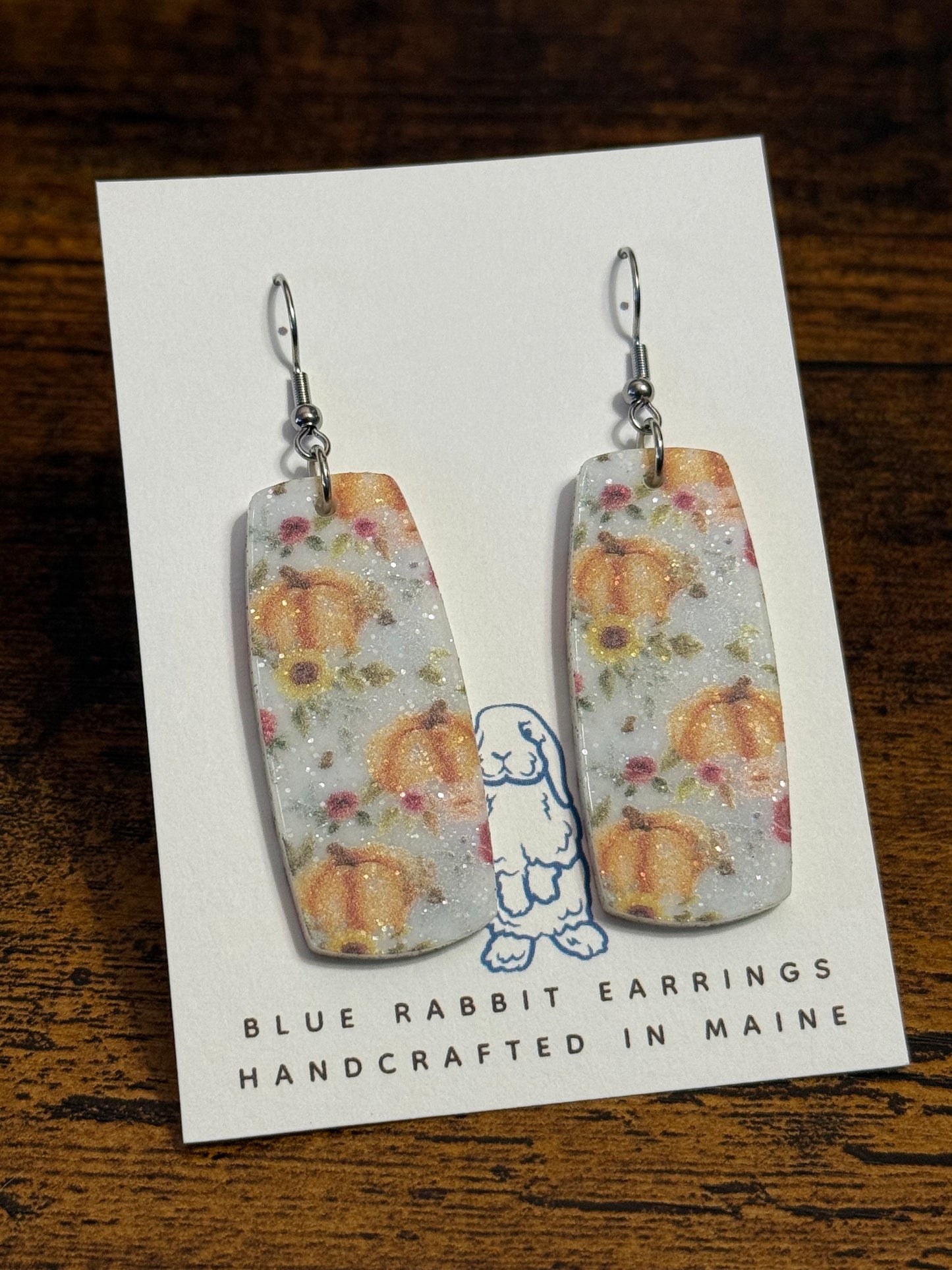 Acrylic Pumpkin & Floral Earrings