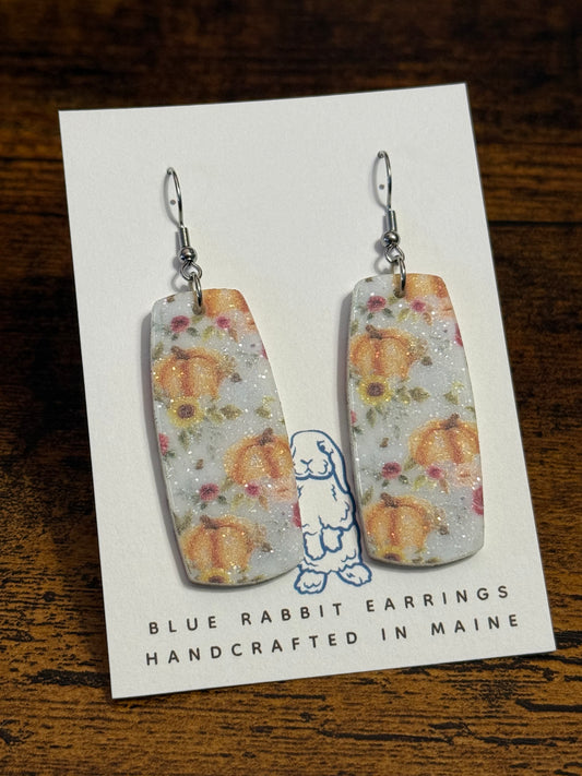 Acrylic Pumpkin & Floral Earrings