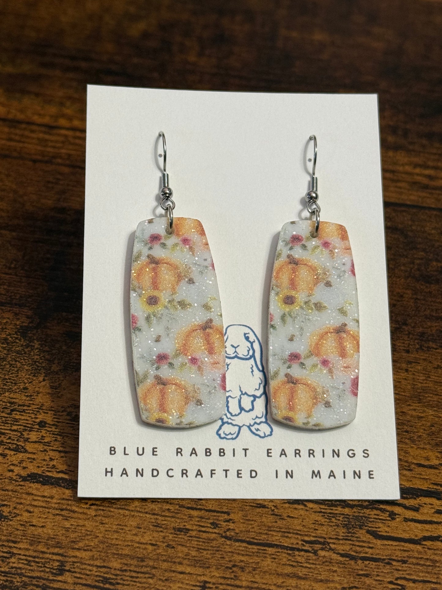 Acrylic Pumpkin & Floral Earrings