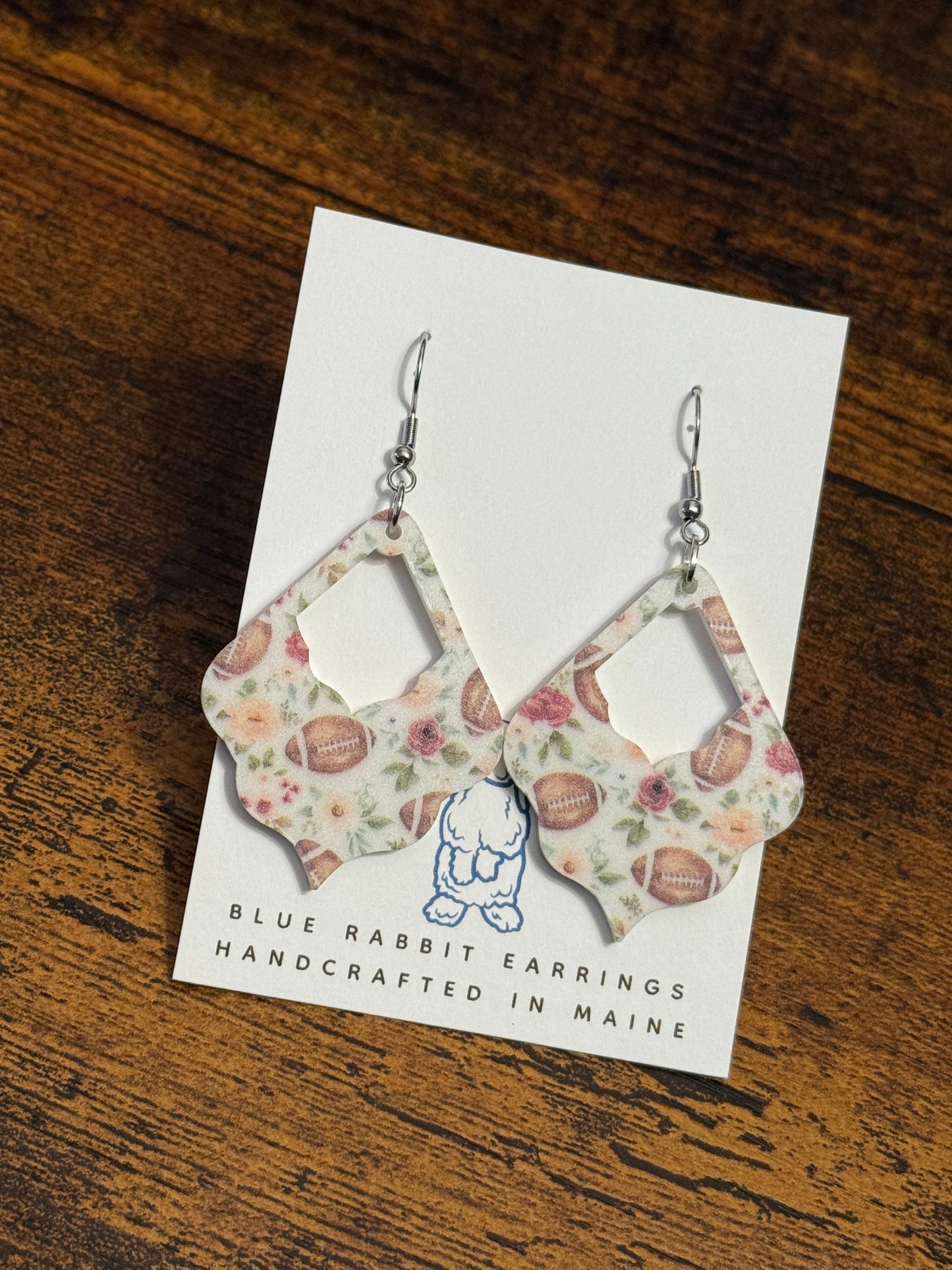 Acrylic Floral & Football Earrings
