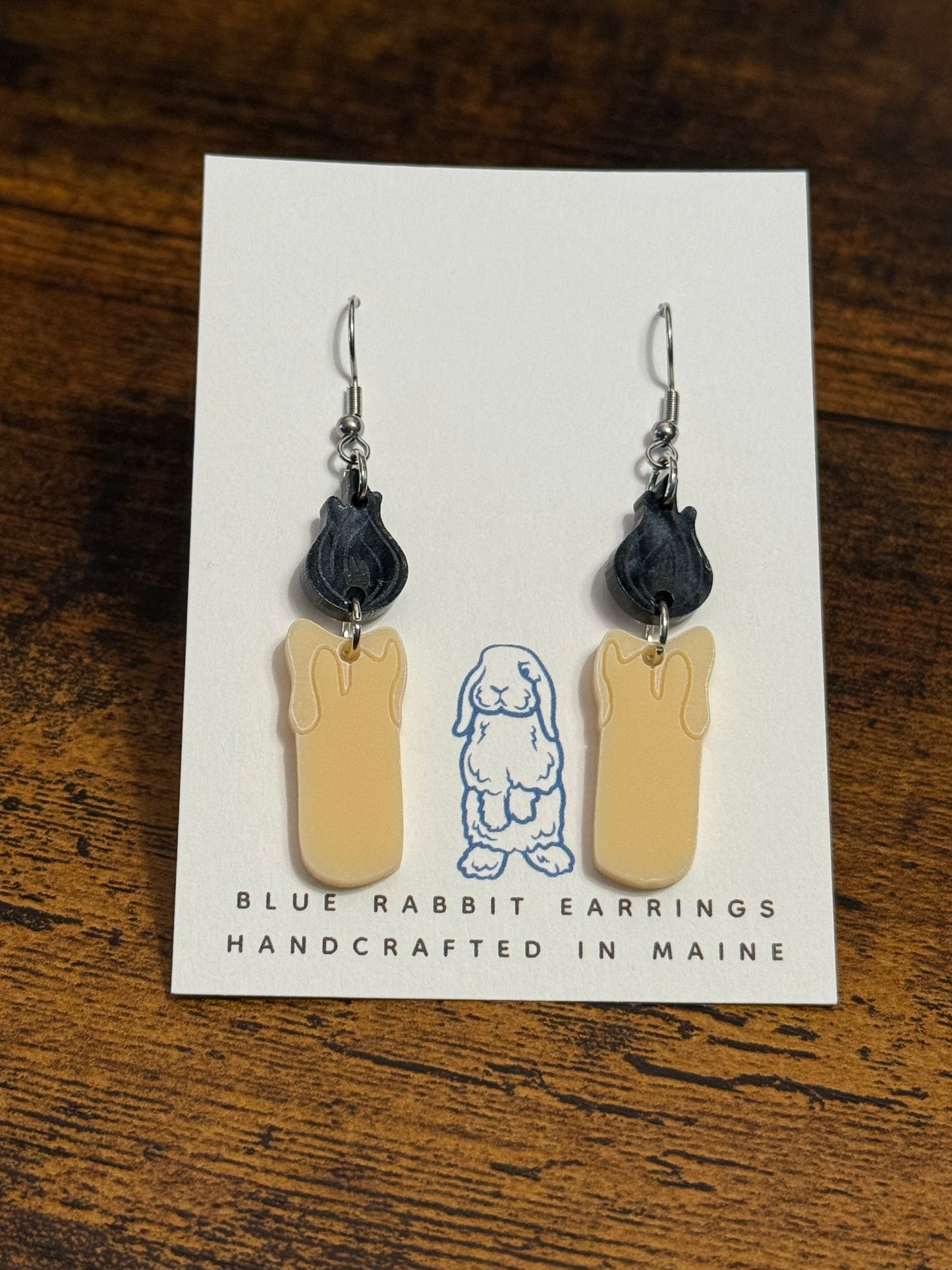 Acrylic Black Flame Candle Earrings