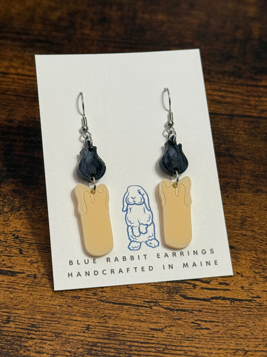 Acrylic Black Flame Candle Earrings