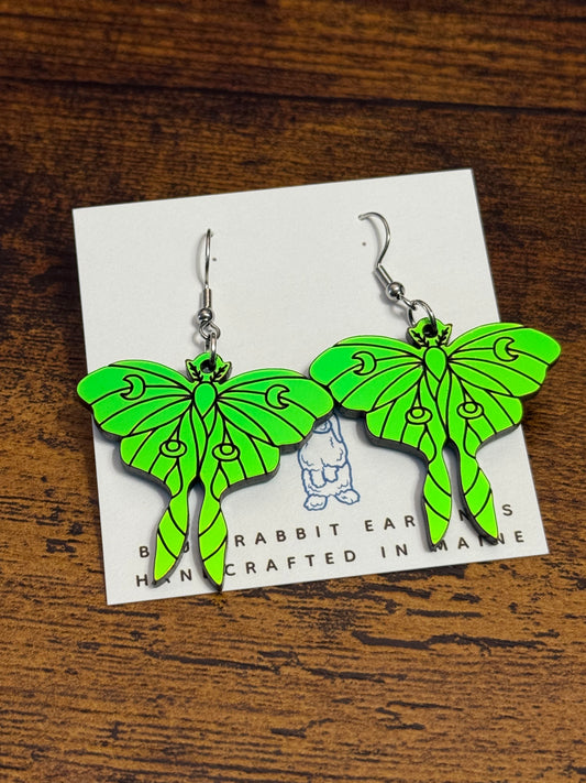Acrylic Iridescent Luna Moth Earrings