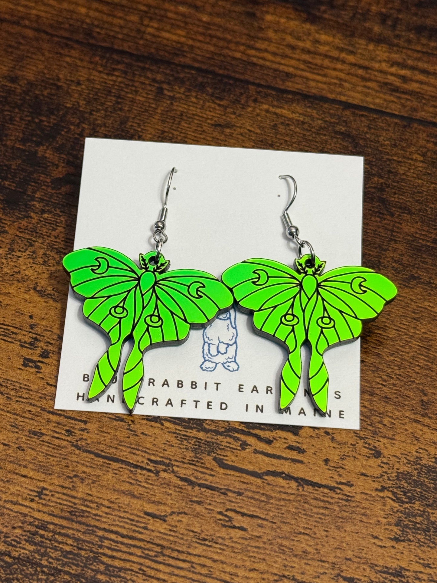 Acrylic Iridescent Luna Moth Earrings