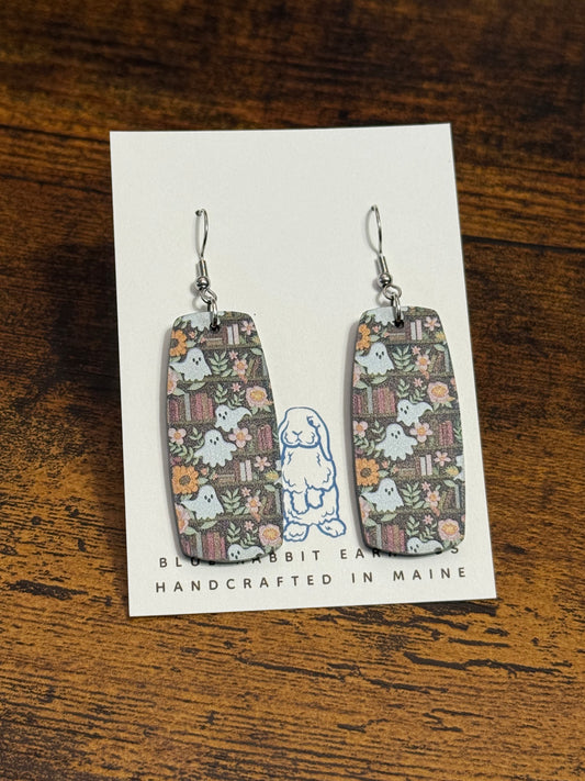 Acrylic Ghost & Book Earrings