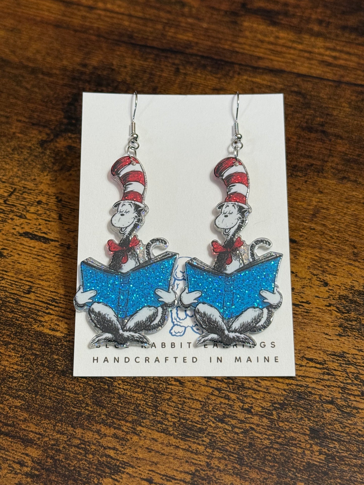 Acrylic Cat In The Hat Earrings