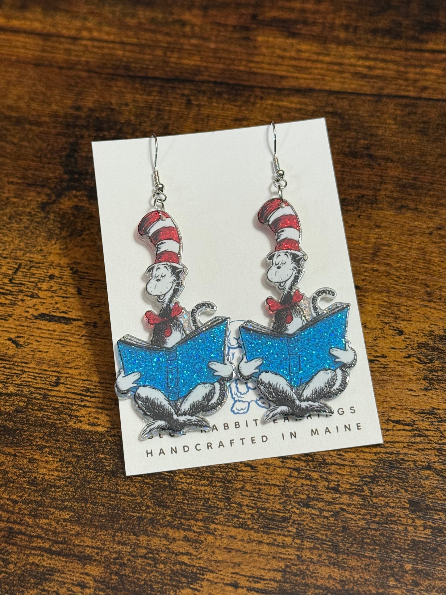Acrylic Cat In The Hat Earrings