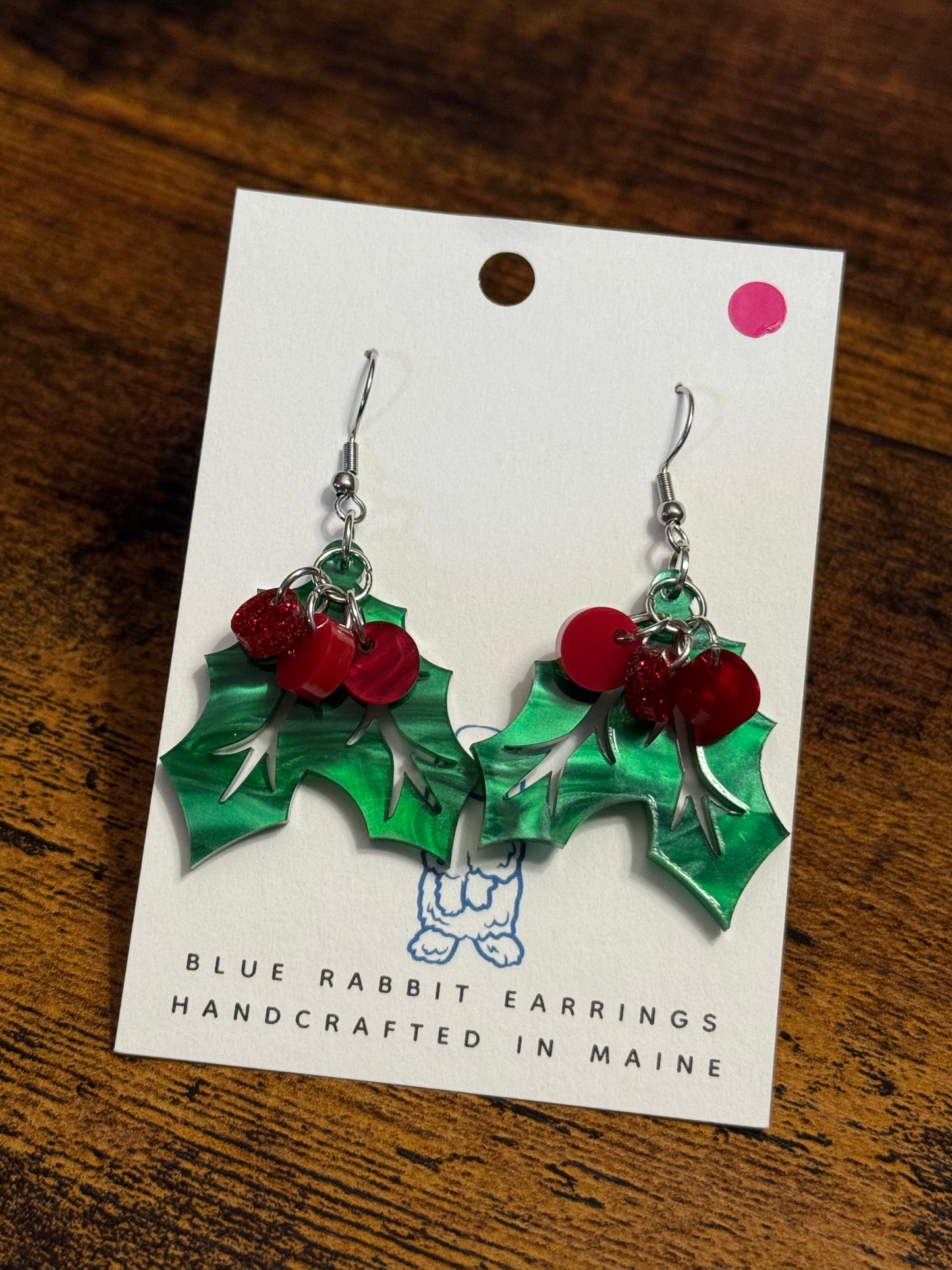 Acrylic Holly Earrings