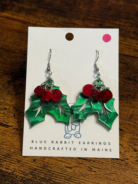 Acrylic Holly Earrings