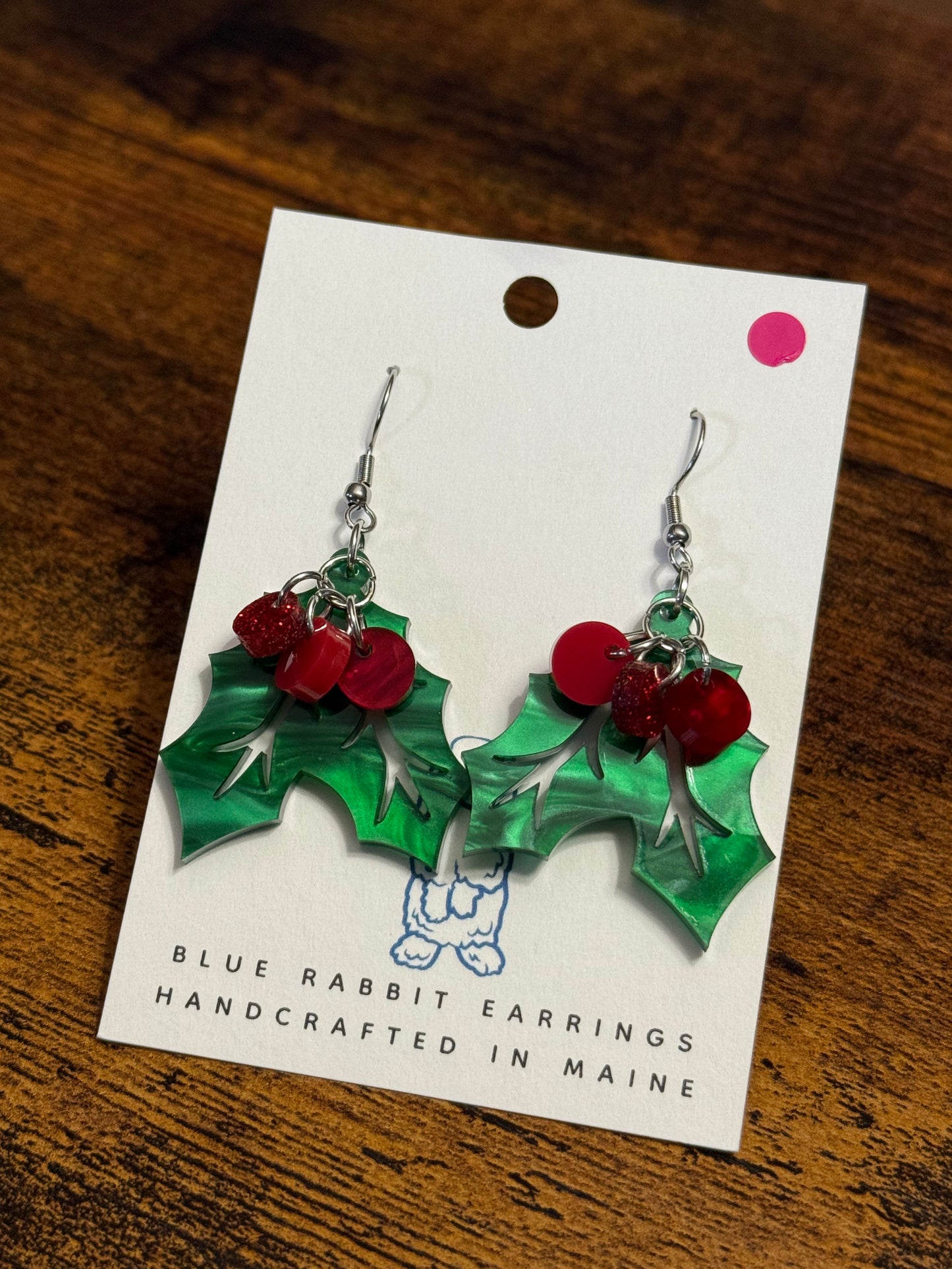 Acrylic Holly Earrings