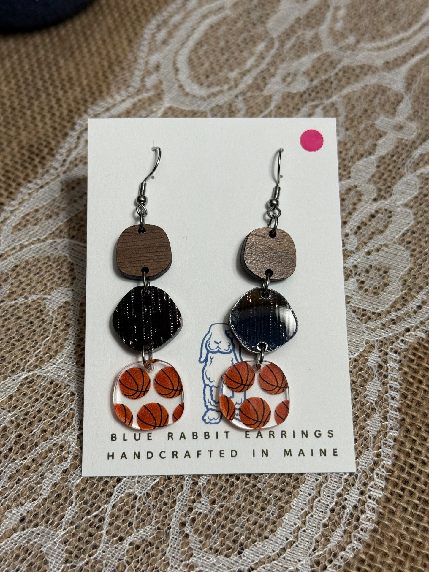 Acrylic Basketball Earrings