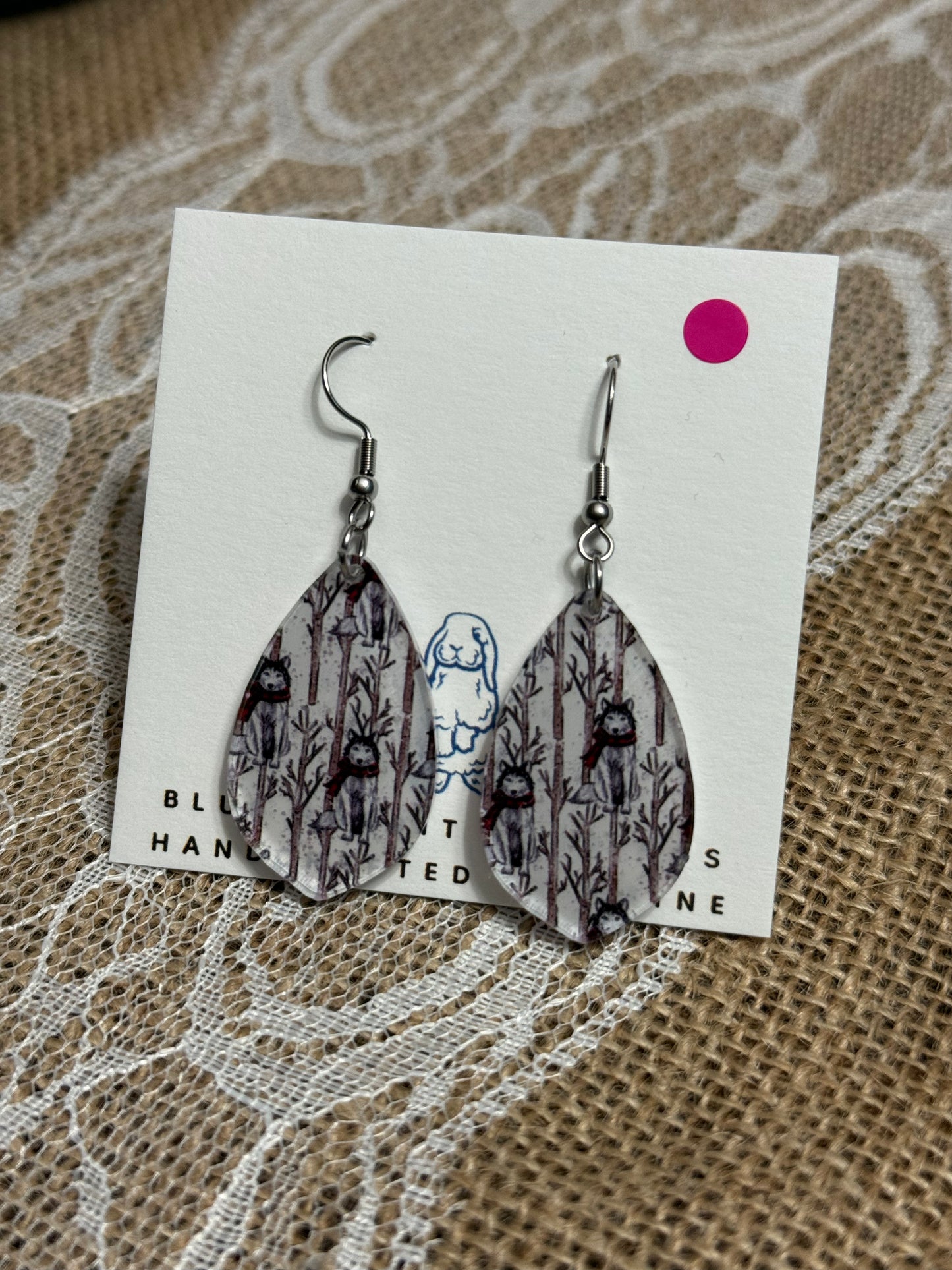 Acrylic Wolf Earrings