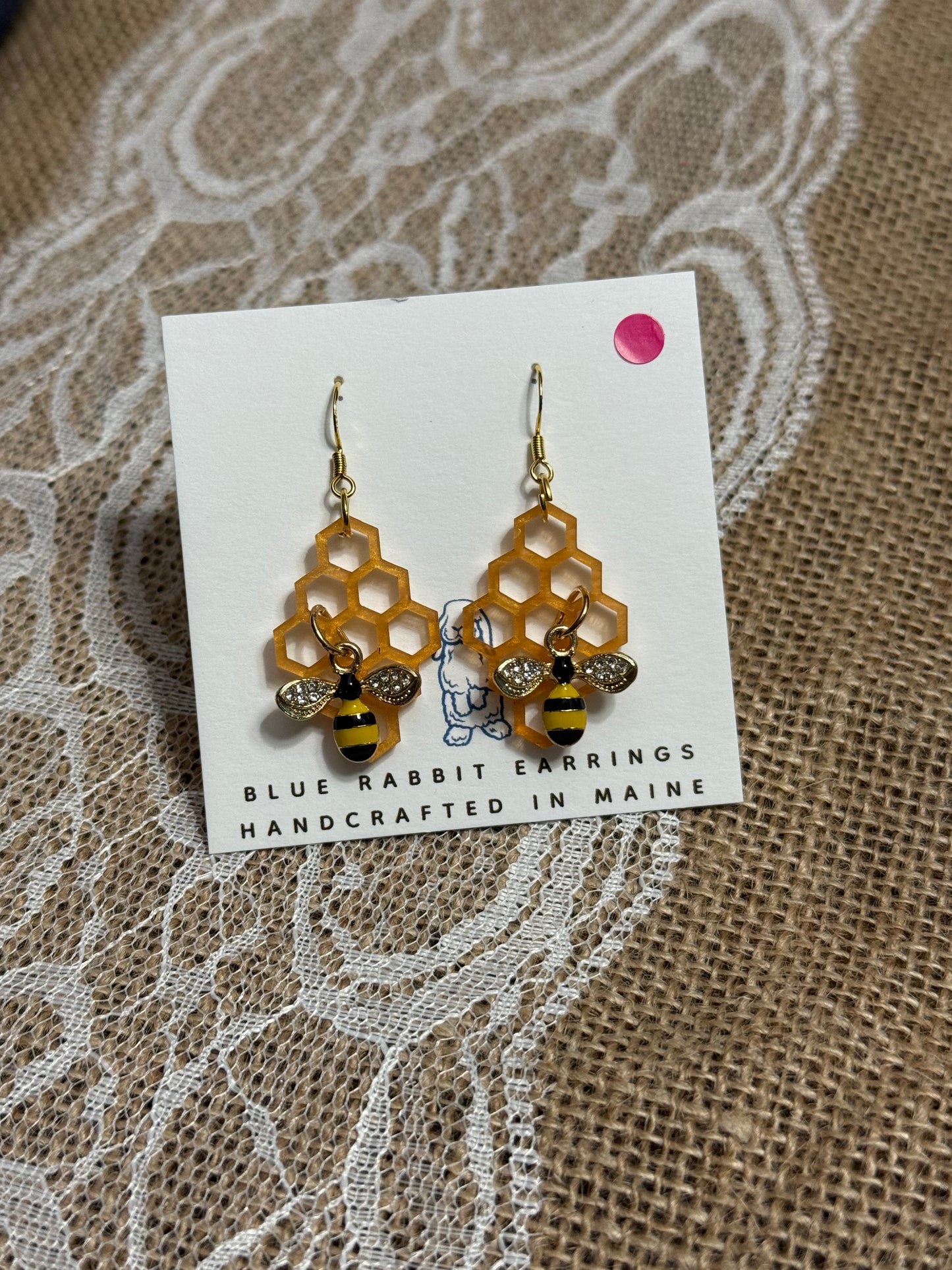Acrylic Honeycomb & Bee Earrings