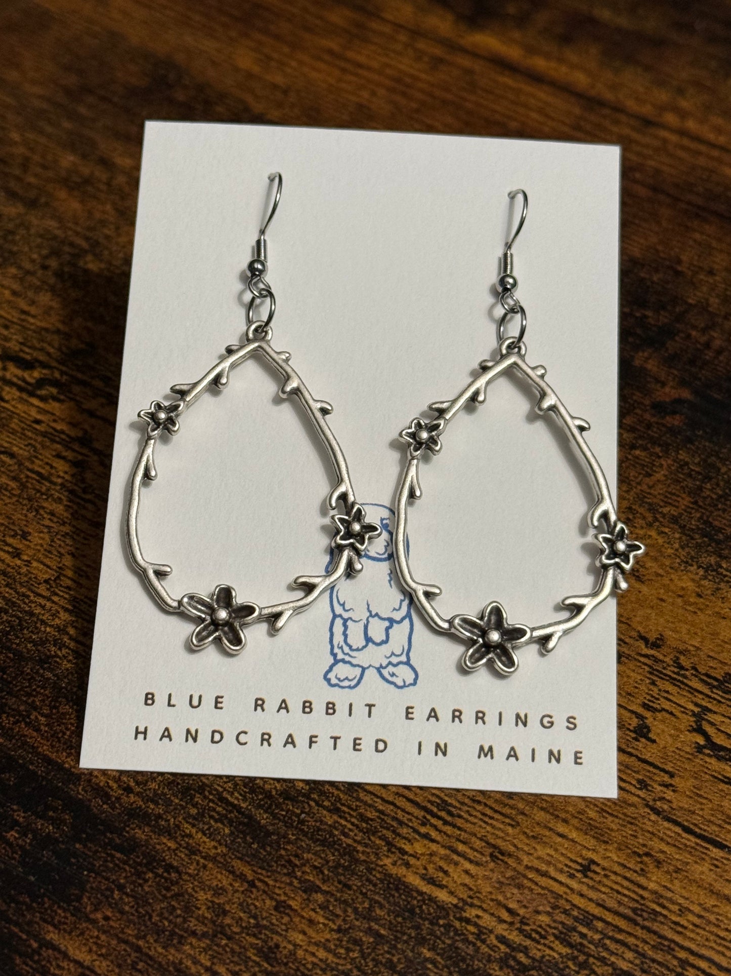 Antique Silver Flower Earrings