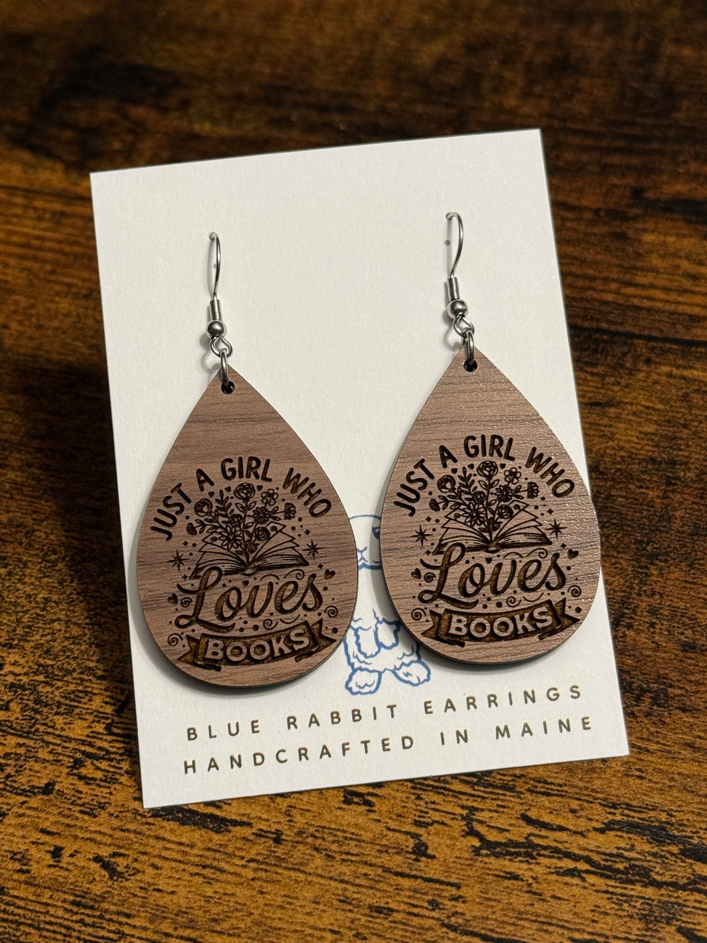 Walnut Book Earrings