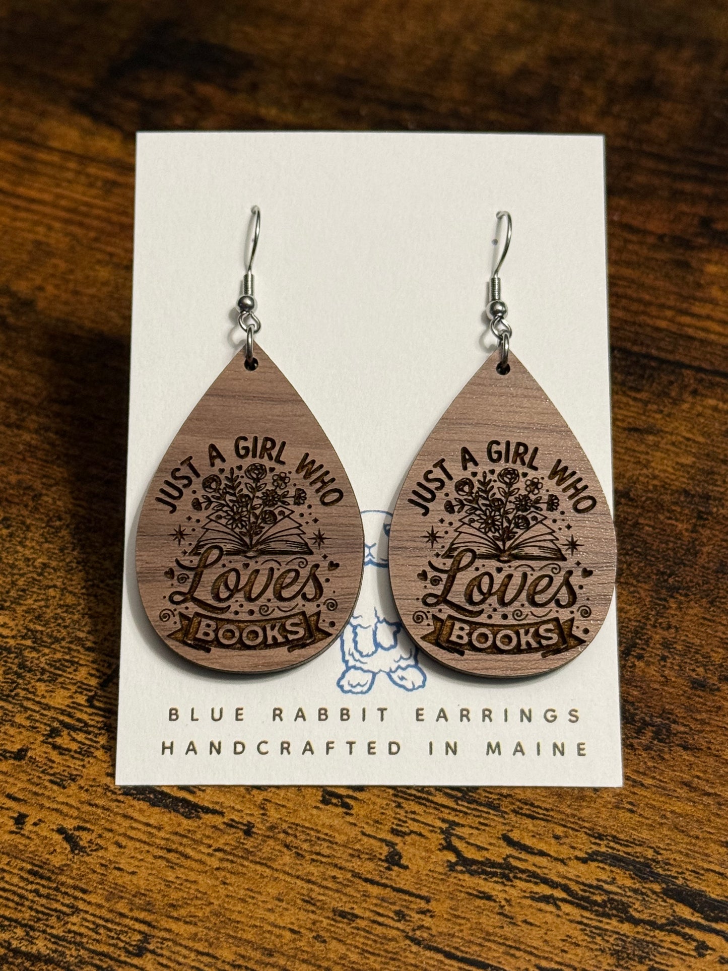 Walnut Book Earrings