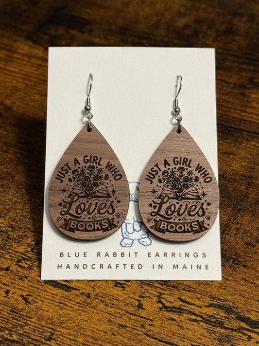 Walnut Book Earrings