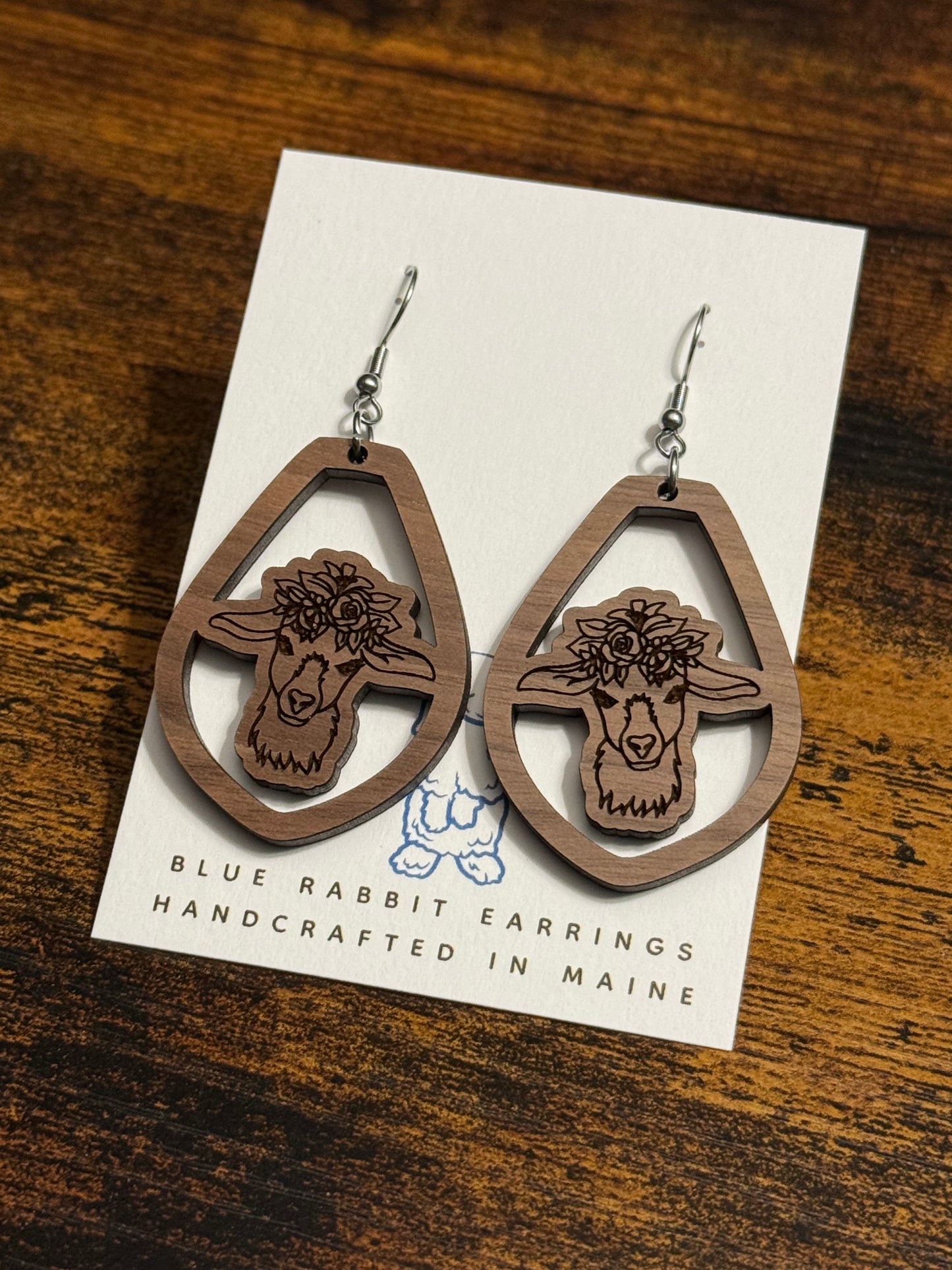 Walnut Goat Earrings