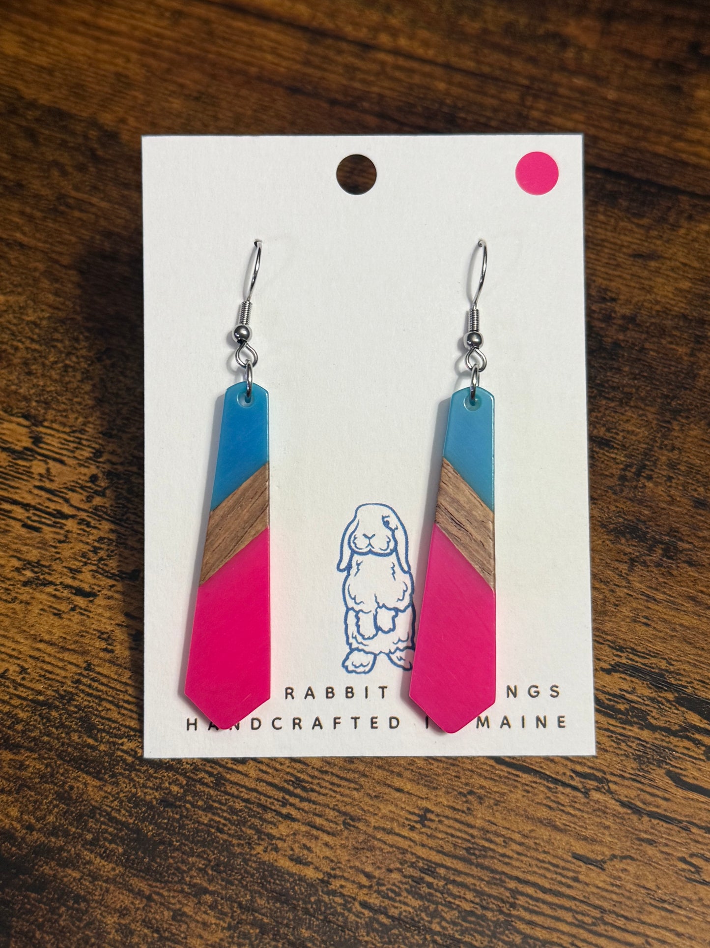 Pink & Blue Resin Earrings