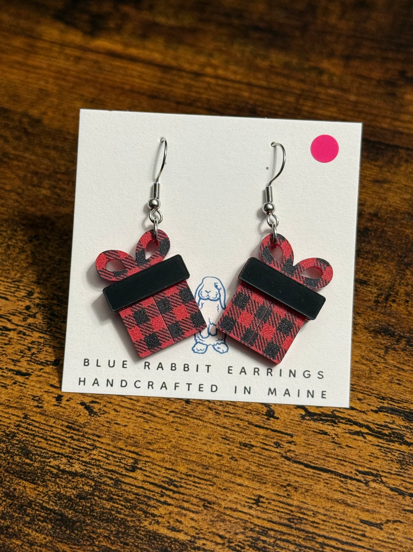 Acrylic Buffalo Plaid Presents Earrings